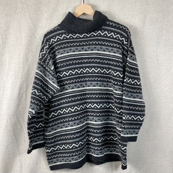 Vintage Womens Turtleneck Sweater Size Small Made in Italy Fair Isle Nordic Wool - Picture 1 of 9